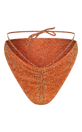 Orange Glitter Ruched Front Brazilian Bikini Bottoms $20
