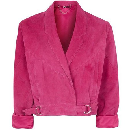 Topshop 80s cropped pink suede jacket