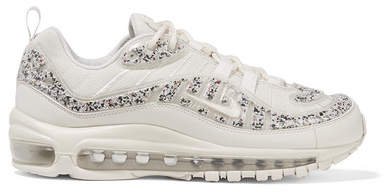 Air Max 98 Lx Faux Leather-trimmed Embellished Pvc And Mesh Sneakers - Off-white