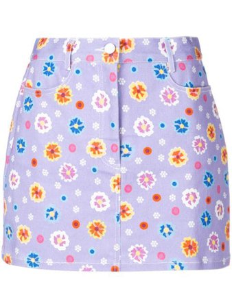 Shop multicolour Lhd floral print a-line skirt with Express Delivery - Farfetch