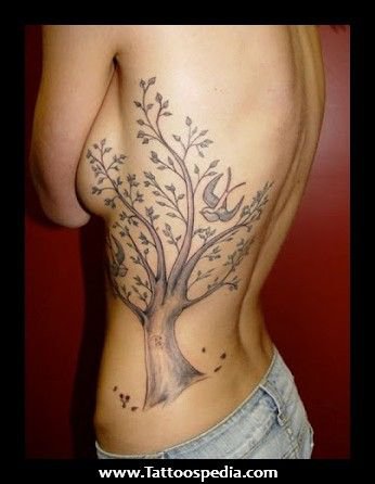 womens ribcage tattoo