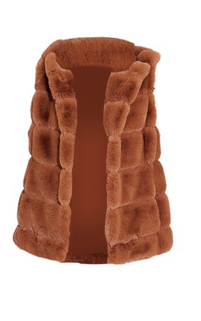 Camel Faux Fur Hooded Gilet | Coats & Jackets | PrettyLittleThing USA