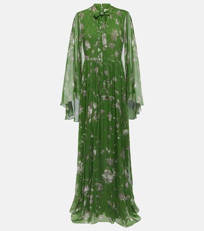 Floral Silk Maxi Gown in Green - Erdem | Mytheresa