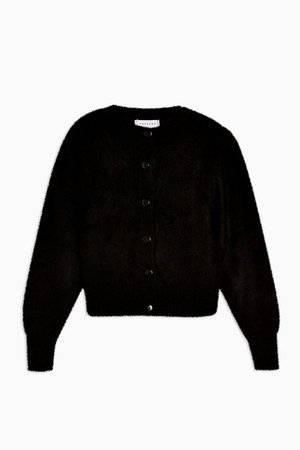 Black Puff Sleeve Knitted Cardigan | Topshop