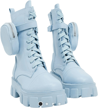 blue combat boots
