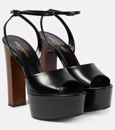 Jodie 95 Leather Platform Sandals in Black - Saint Laurent | Mytheresa