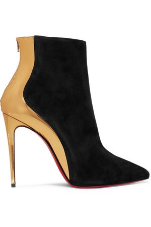Christian Louboutin | Delicotte 100 suede and mirrored-leather ankle boots | NET-A-PORTER.COM