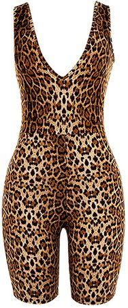 Amazon.com: ANKOMINA Women Leopard One Piece Tank Top Shorts Sleeveless Romper Jumpsuit Bodysuit: Clothing