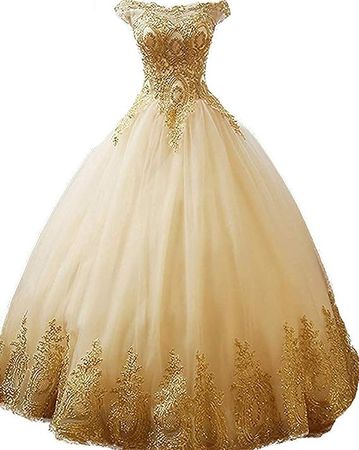 inmagicdress Women's Ball Gowns Gold Lace Appplique Dress Prom Dress 2 Black at Amazon Women’s Clothing store