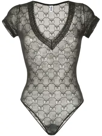 Moschino monogrammed lace bodysuit