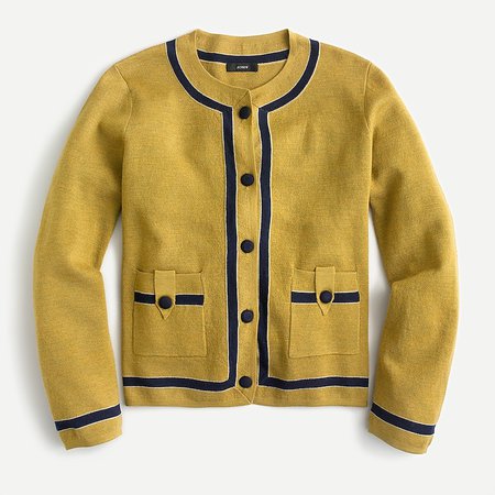J.Crew: Tipped Sweater-jacket For Women yellow