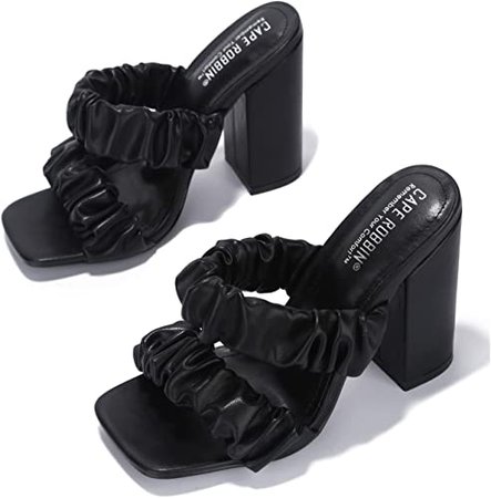 Amazon.com | Cape Robbin Chunky High Heels for Women, Strappy Shoes with Square Open Toe | Heeled Sandals