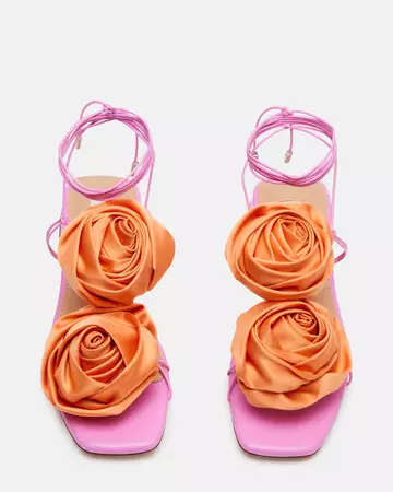 ROSALIND Pink Multi Rose Embellished Lace-Up Sandal | Women's Sandals – Steve Madden