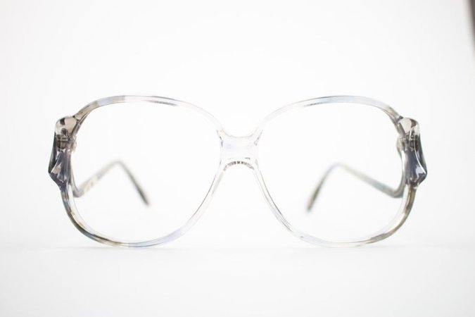 70s Vintage Glasses Clear Grey Oversized Round Eyeglass | Etsy