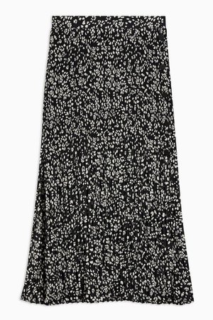 TALL Black and White Floral Print Pleat Midi Skirt | Topshop