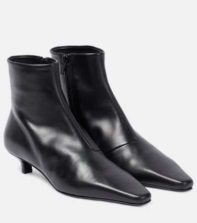 Leather Ankle Boots in Black - Toteme | Mytheresa