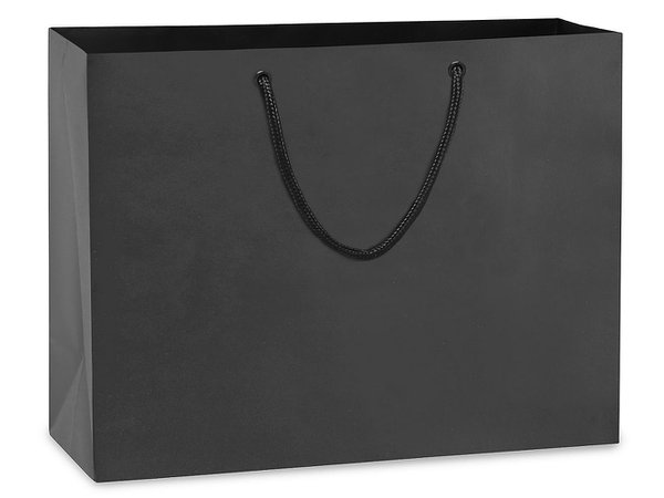Matte Laminate Shopping Bags - 13 x 5 x 10", Boutique, Black S-12520BL - Uline