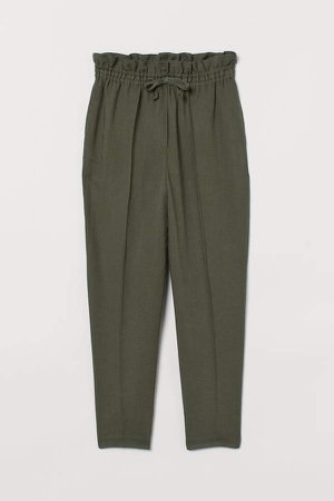 Linen-blend Pull-on Pants - Green