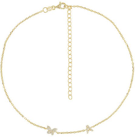Pave Butterfly Initial Choker