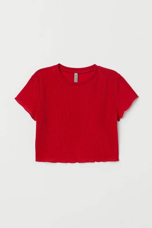 Pleated Jersey Top - Red
