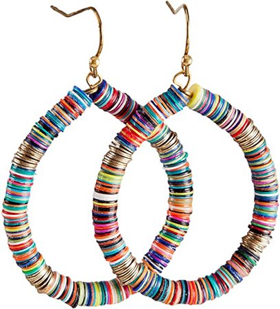 Amazon.com: Bohemian Multi-Colored Sequin Hoop Gold Earrings - SPUNKYsoul Collection…: Jewelry