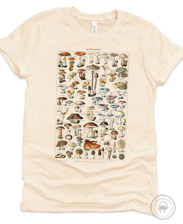 Mushroom Shirt Vintage Chart Encyclopedia Shirt Adolphe Millot | Etsy
