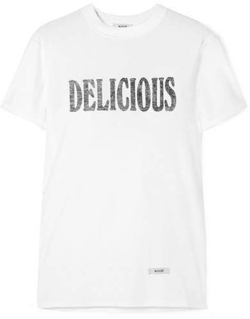 BLOUSE - Delicious Printed Cotton-jersey T-shirt - White