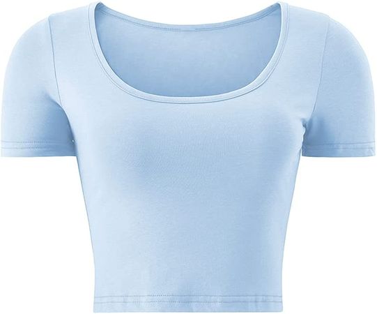 Cropped Workout Tops Athletic Yoga Gym Crop Top for Women Cute Sexy Short Sleeve T-Shirt for Teen Girls (White,Small) at Amazon Women’s Clothing store