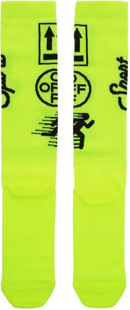 Off-White: Yellow Long Sports Socks | SSENSE