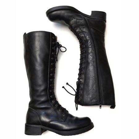 lace up black leather combat boots