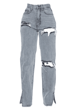 grey jeans split hem