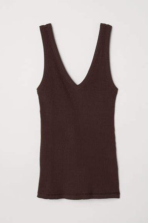 V-neck Camisole Top - Brown