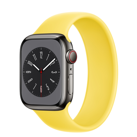 APPLE WATCH SERIES 8 41mm Graphite Stainless Steel Case with Canary Yellow Solo Loop
