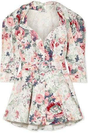 Attico | Floral-print cotton-blend gabardine mini dress | NET-A-PORTER.COM