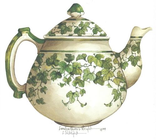 Green/white teapot