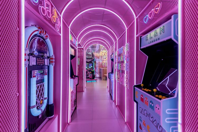 pink neon arcade
