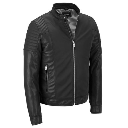 Black Rivet Multi-textured Faux-Leather Jacket w/ Quilted Sleeves - View All Men's - Clearance - Wilsons Leather