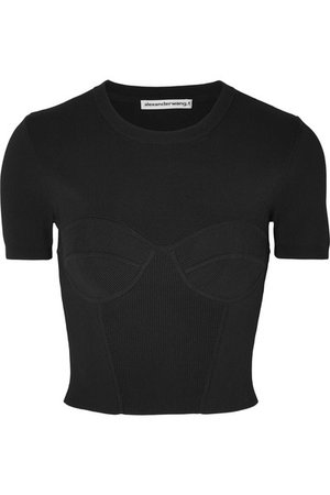 alexanderwang.t | Ribbed stretch-knit T-shirt | NET-A-PORTER.COM