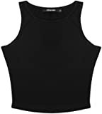 Stretchy Crop Tank Tops for Women, White Basic Cutoff Cami Top for Girls at Amazon Women’s Clothing store