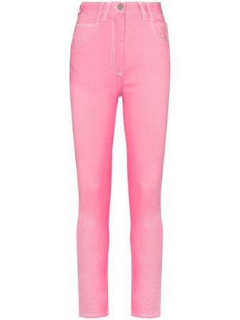 Shop pink Balmain high-waist skinny jeans with Express Delivery - Farfetch