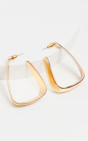 Gold Squared Medium Hoop Earrings | PrettyLittleThing