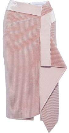 Peterson Asymmetric Two-tone Cotton-corduroy Skirt
