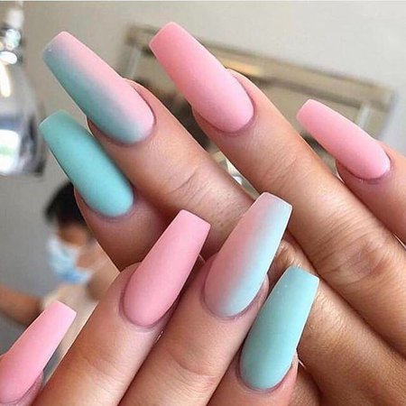 teal and pink nails