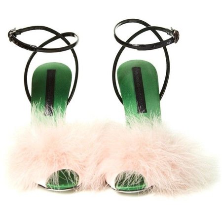 green fur shoes