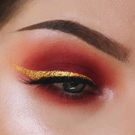 red and gold eye makeup