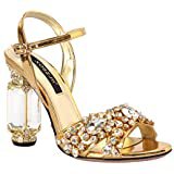 Amazon.com | jingyibest designer slides evening gold dress shoes for womens -open toe rhinestone heels formal sandals for women- jewel block heels wedding clear shoes | Heeled Sandals