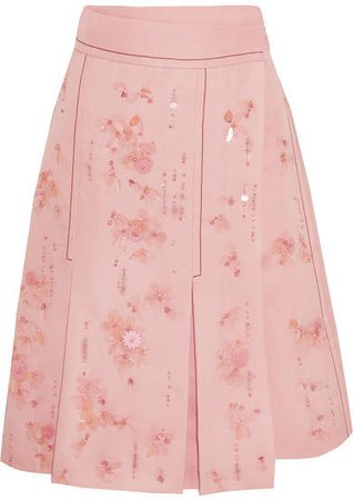 Embellished Pleated Silk-crepe Wrap Skirt - Pink