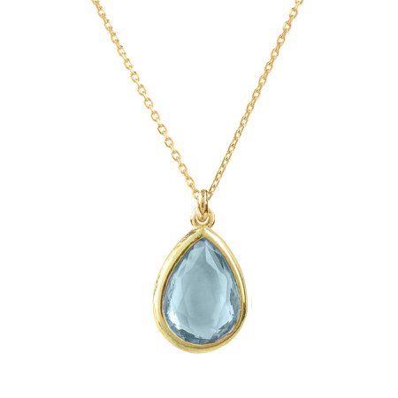 Pisa Mini Teardrop Necklace Gold Blue Topaz – LATELITA