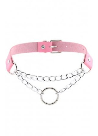 Pink Strap O-Ring Chain Choker | Attitude Clothing Co.