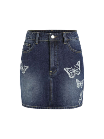 Butterfly Denim Skirt